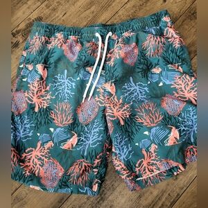 ** Mens Fish and Coral Print Swim Shorts/Trunks‎